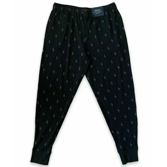 Polo Ralph Lauren PK08RL Men's Sz Medium Black/Gray Pony Print Lounge Pants - Picture 1 of 4